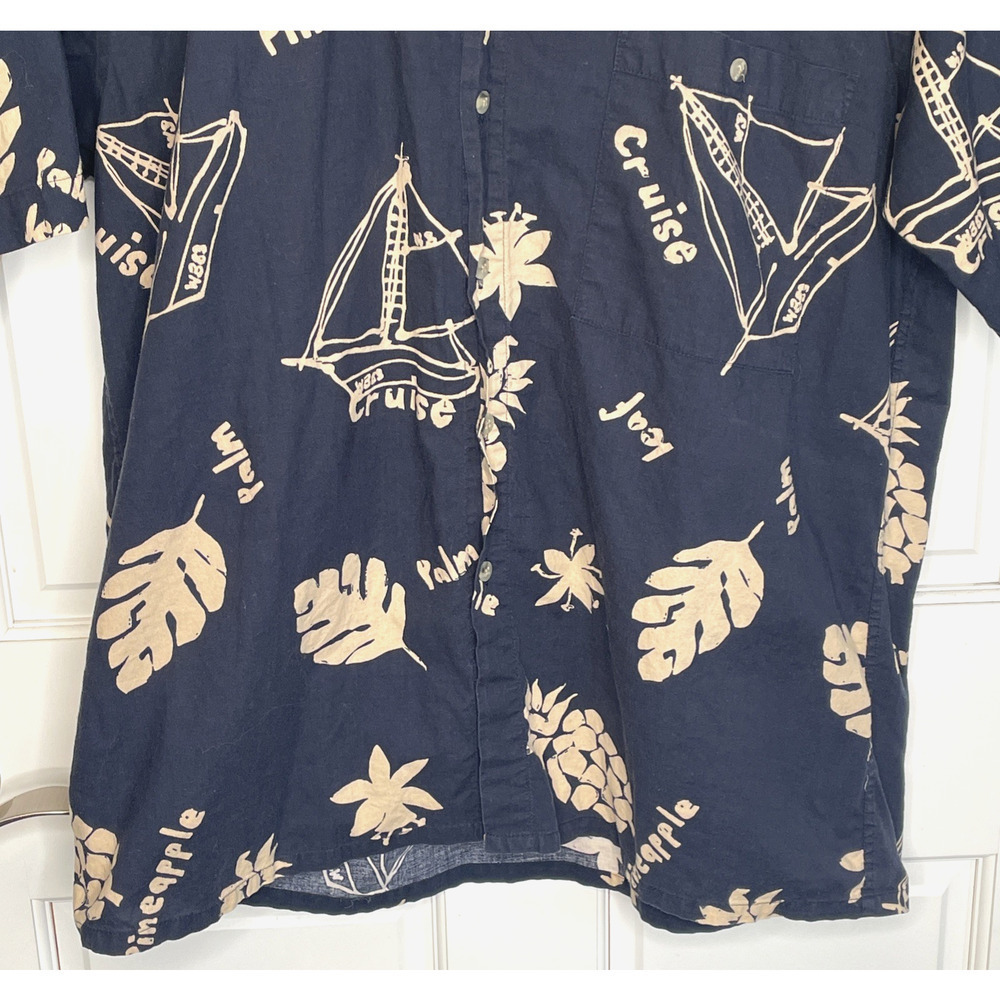 Pierre Cardin Men's Cotton Button-Down Shirt Sz L Relaxed Tropical Casual Travel - Picture 3 of 11